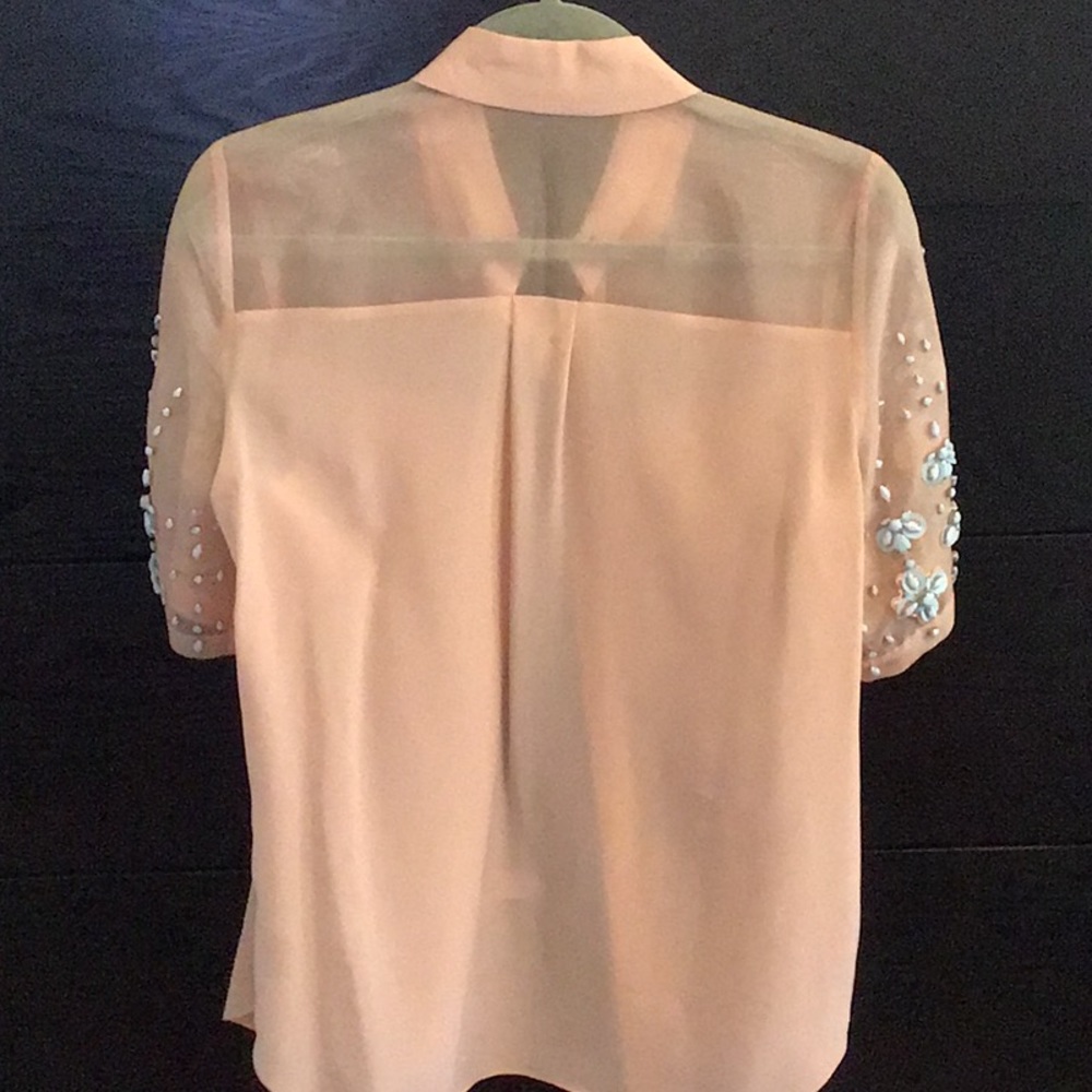Rebecca Taylor Blush Silk embellished size 4 Shirt - Picture 3 of 11